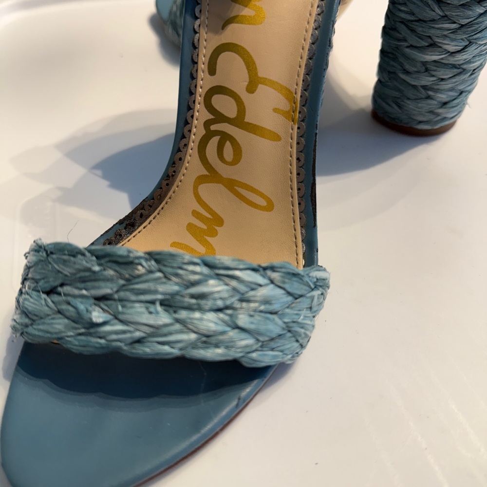Sam Edelman Teal Braided Sandals block heel- size 7 - Picture 12 of 16